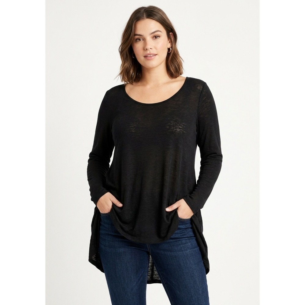 NWT Torrid Tunic Top Deep Black Drop Shoulder Hi-Low - Size 0 (L/12)
